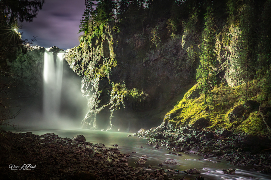 Snoqualmie Falls During a Full Moon